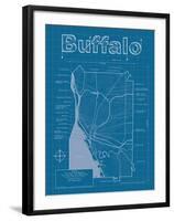 Buffalo Artistic Blueprint Map-Christopher Estes-Framed Art Print