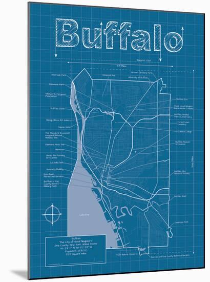 Buffalo Artistic Blueprint Map-Christopher Estes-Mounted Art Print