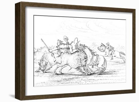 Buffalo Attacking a Cowboy on a Horse, 1841-Myers and Co-Framed Giclee Print