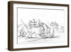 Buffalo Attacking a Cowboy on a Horse, 1841-Myers and Co-Framed Giclee Print