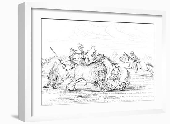Buffalo Attacking a Cowboy on a Horse, 1841-Myers and Co-Framed Giclee Print
