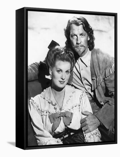 BUFFALO BILL, 1944 directed by WILLIAM WELLMAN Maureen O'Hara and Joel McCrea (b/w photo)-null-Framed Stretched Canvas