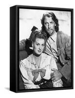 BUFFALO BILL, 1944 directed by WILLIAM WELLMAN Maureen O'Hara and Joel McCrea (b/w photo)-null-Framed Stretched Canvas