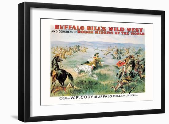 Buffalo Bill: A Close Call-null-Framed Art Print