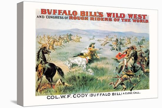 Buffalo Bill: A Close Call-null-Stretched Canvas