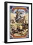 Buffalo Bill and Wagon Scene - Wyoming-Lantern Press-Framed Art Print