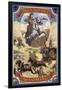 Buffalo Bill and Wagon Scene - Wyoming-Lantern Press-Framed Art Print