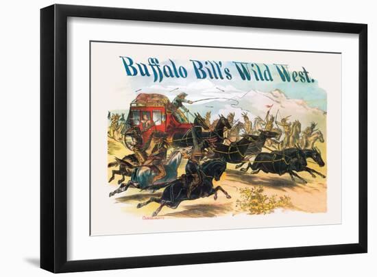 Buffalo Bill: Attack on Stagecoach-null-Framed Art Print