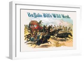 Buffalo Bill: Attack on Stagecoach-null-Framed Art Print