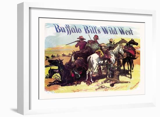 Buffalo Bill: Besieged Cowboys-null-Framed Art Print