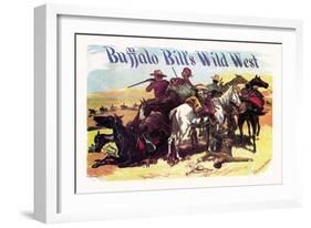 Buffalo Bill: Besieged Cowboys-null-Framed Art Print