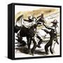 Buffalo Bill Cody Held Up During His Days as a Pony Express Rider-null-Framed Stretched Canvas