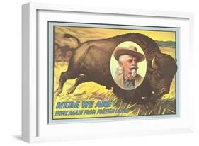 Buffalo Bill Picture Imposed on Bison-null-Framed Art Print