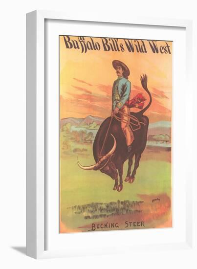 Buffalo Bill's Wild West Show Poster, Bucking Steer-null-Framed Art Print