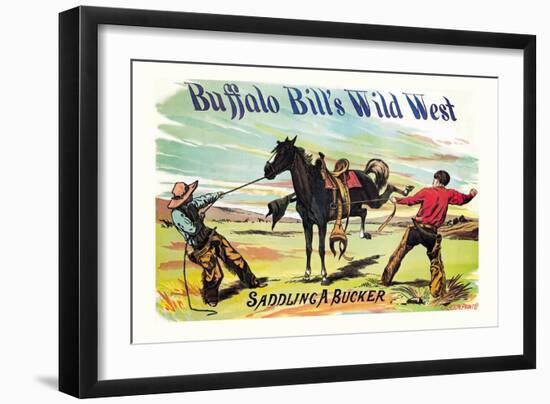 Buffalo Bill: Saddling a Bucker-null-Framed Art Print