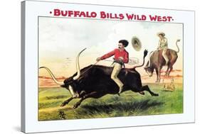 Buffalo Bill: Steer Riding-null-Stretched Canvas