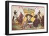 Buffalo Bill with Indians and Bison-null-Framed Art Print