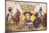 Buffalo Bill with Indians and Bison-null-Mounted Art Print