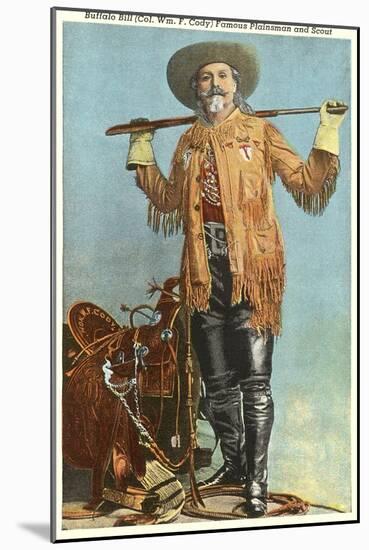 Buffalo Bill with Saddle and Rifle-null-Mounted Art Print