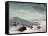Buffalo Chase In Winter-George Catlin-Framed Stretched Canvas