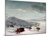 Buffalo Chase In Winter-George Catlin-Mounted Giclee Print