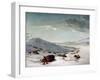 Buffalo Chase In Winter-George Catlin-Framed Giclee Print