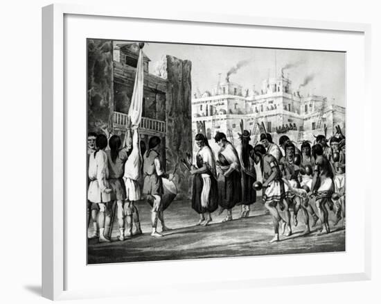 Buffalo Dance at Pueblo de Zuni, from Report of an Expedition Down the Zuni and Colorado Rivers-Ricard Hovenden Kern-Framed Giclee Print