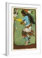 Buffalo Dance, Santa Fe Fiesta Illustration-null-Framed Art Print