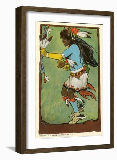 Buffalo Dance, Santa Fe Fiesta Illustration-null-Framed Art Print