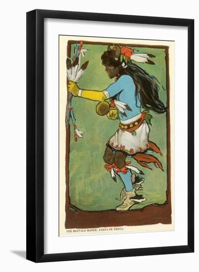 Buffalo Dance, Santa Fe Fiesta Illustration-null-Framed Art Print