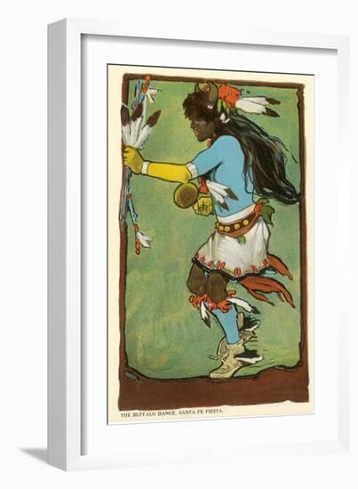 Buffalo Dance, Santa Fe Fiesta Illustration-null-Framed Art Print