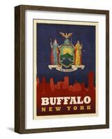 Buffalo Flag-Red Atlas Designs-Framed Giclee Print