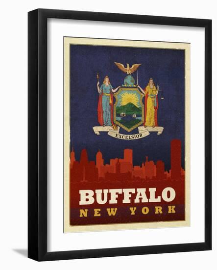 Buffalo Flag-Red Atlas Designs-Framed Giclee Print