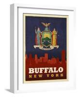 Buffalo Flag-Red Atlas Designs-Framed Giclee Print