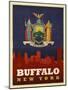 Buffalo Flag-Red Atlas Designs-Mounted Giclee Print