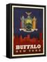 Buffalo Flag-Red Atlas Designs-Framed Stretched Canvas