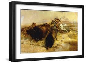 Buffalo Hunt, 1897-Charles Marion Russell-Framed Giclee Print