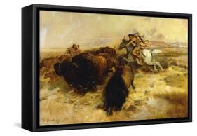 Buffalo Hunt, 1897-Charles Marion Russell-Framed Stretched Canvas