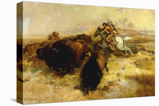 Buffalo Hunt, 1897-Charles Marion Russell-Stretched Canvas