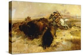 Buffalo Hunt, 1897-Charles Marion Russell-Stretched Canvas