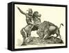 Buffalo Hunt, by Meriden Britannia Company-null-Framed Stretched Canvas