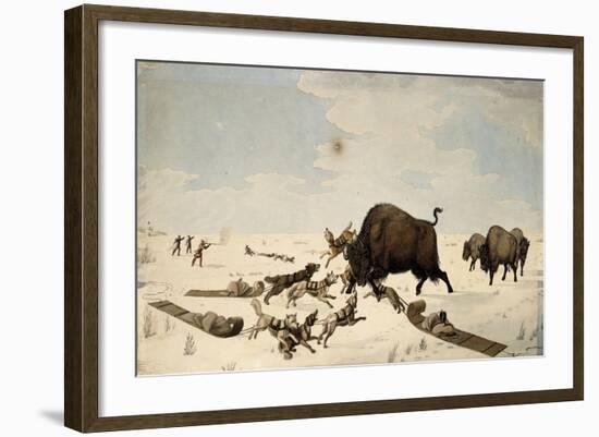 Buffalo Hunt, C.1822-1824-Peter Rindisbacher-Framed Giclee Print