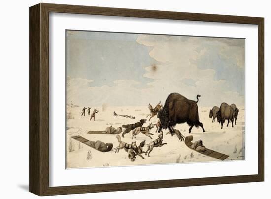 Buffalo Hunt, C.1822-1824-Peter Rindisbacher-Framed Giclee Print