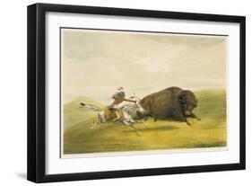 Buffalo Hunt Chase-George Catlin-Framed Giclee Print