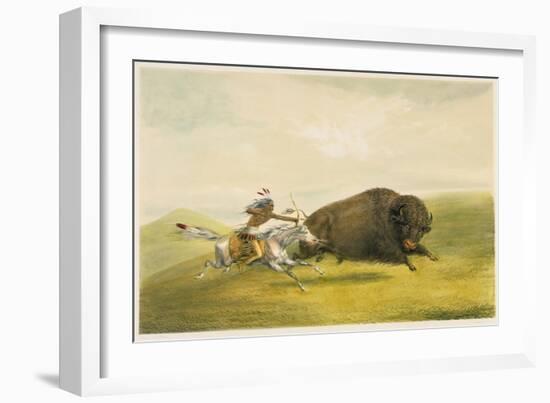 Buffalo Hunt Chase-George Catlin-Framed Giclee Print