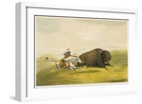 Buffalo Hunt Chase-George Catlin-Framed Giclee Print