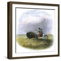 Buffalo Hunt, Engraved by Tilman and Sons, 1853-Seth Eastman-Framed Giclee Print
