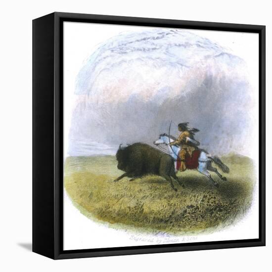 Buffalo Hunt, Engraved by Tilman and Sons, 1853-Seth Eastman-Framed Stretched Canvas