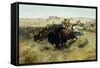 Buffalo Hunt No. 7, 1892-1895-Charles Marion Russell-Framed Stretched Canvas