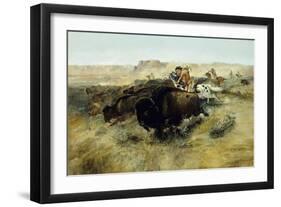 Buffalo Hunt No. 7, 1892-1895-Charles Marion Russell-Framed Giclee Print